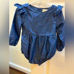 Babe Basics soft denim long sleeve dressy onesie